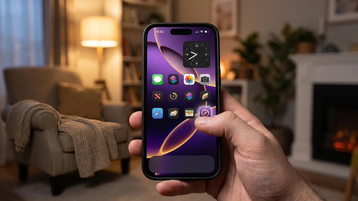 Thumb tapping a freshly added shortcut icon on a smartphone home screen